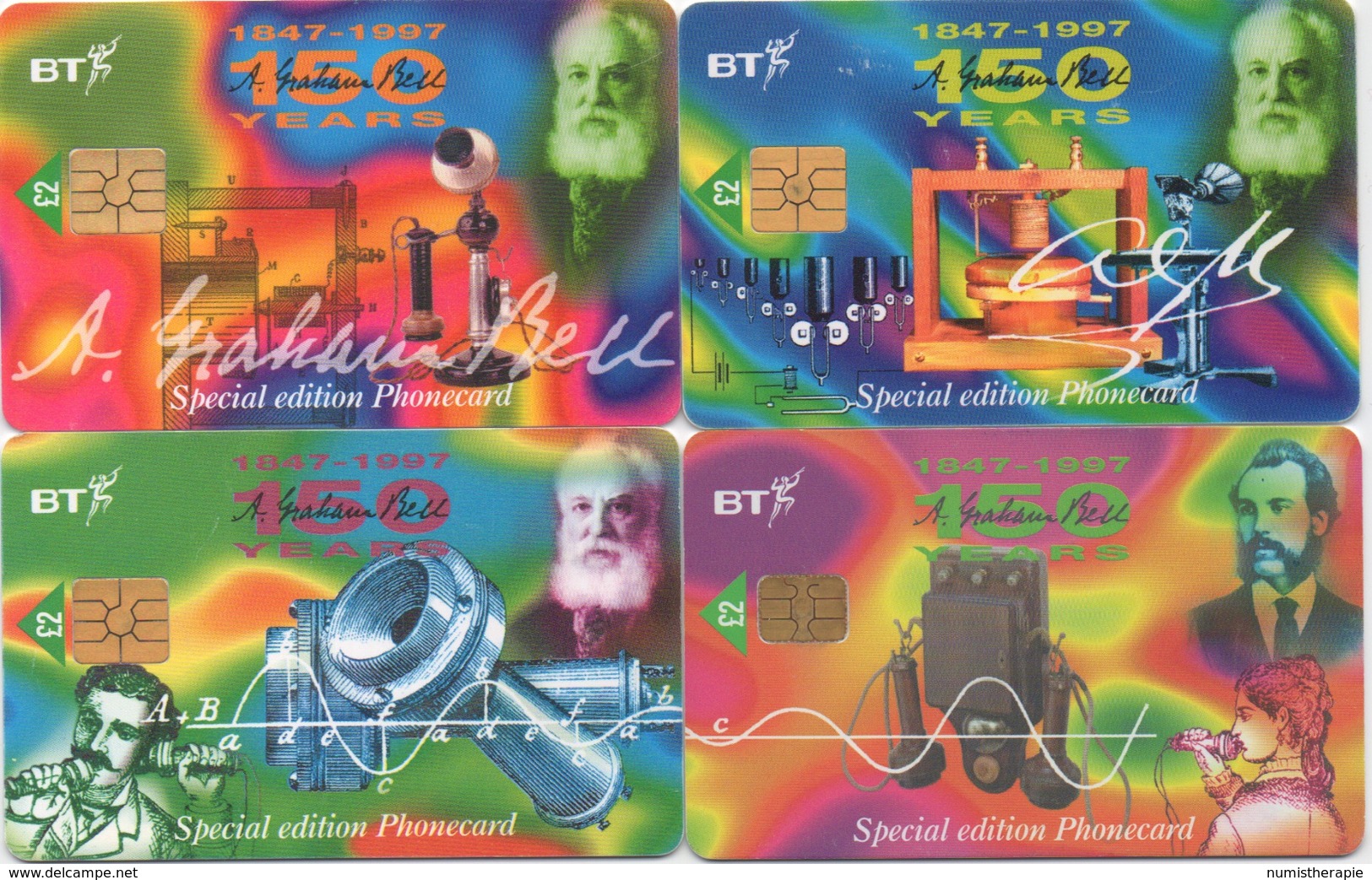 Série De 4 Télécartes British Telecom : 150 Ans A. Graham Bell - Sammlungen