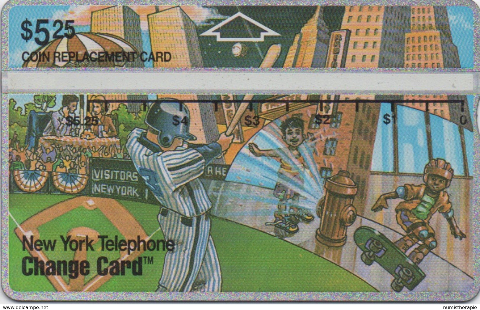 Télécarte New-yorkaise : Baseball Skateboard - Sport