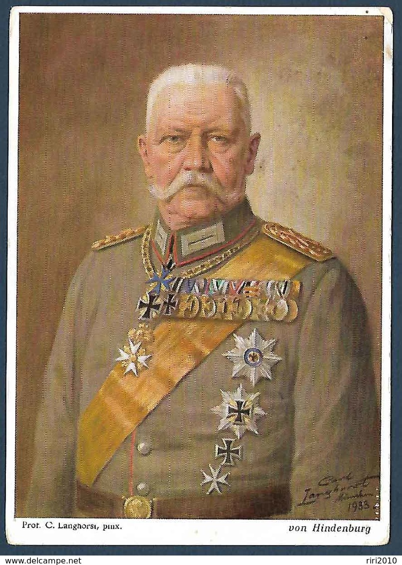 Allemagne - Von Hindenburg - Portrait De C Langhorst - Personnages