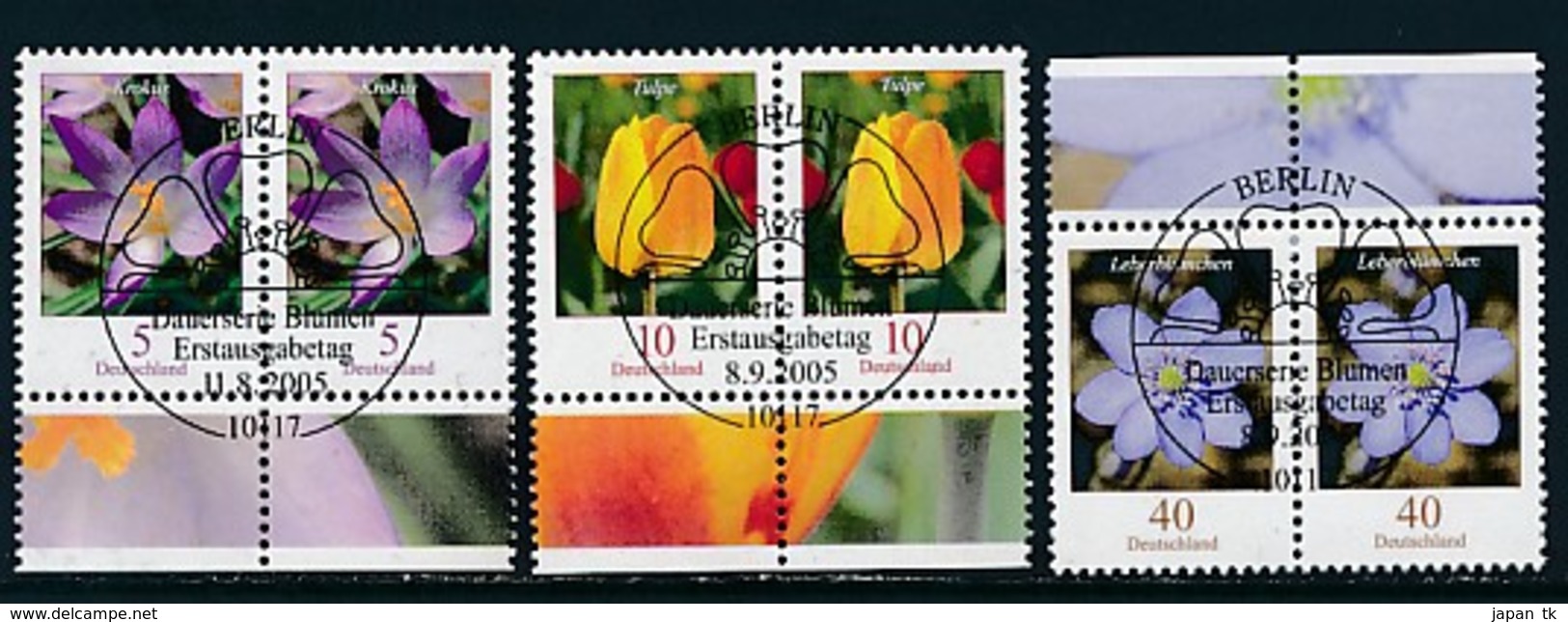 GERMANY Mi.Nr. 2480,2484-2485 Freimarken: Blumen - Paar - ESST Berlin - Used - Gebraucht