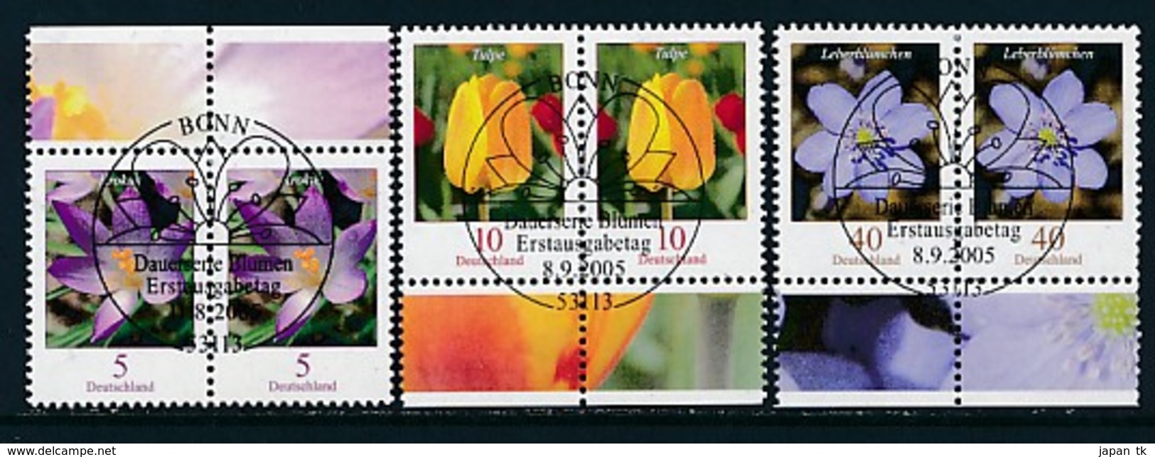 GERMANY Mi.Nr. 2480,2484-2485 Freimarken: Blumen - Paar - ESST Bonn - Used - Gebraucht