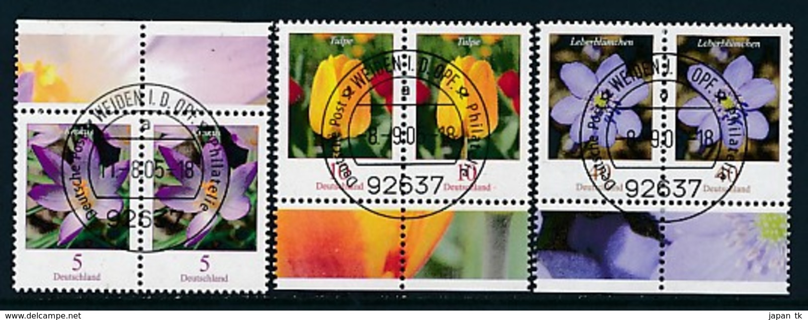 GERMANY Mi.Nr. 2480,2484-2485 Freimarken: Blumen - Paar - ET Weiden - Used - Gebraucht