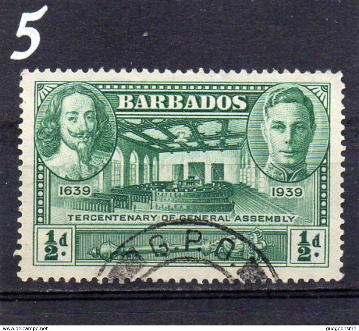 1939 General Assembly 1/2d Used - Barbados (...-1966)