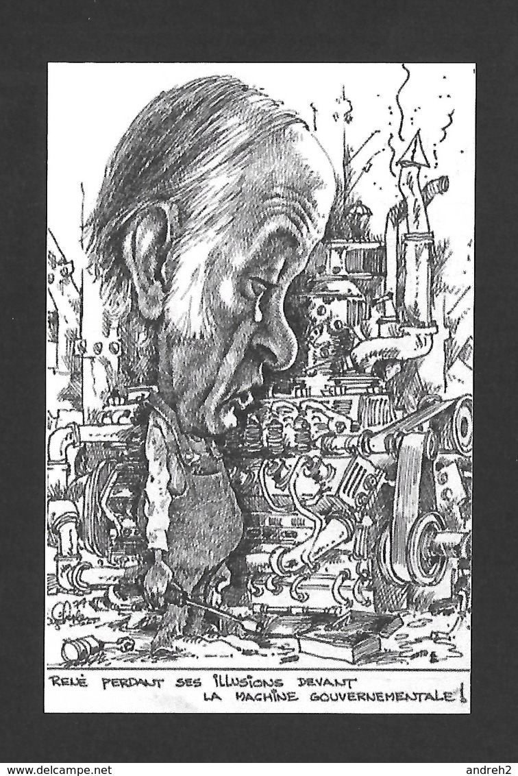 POLITIQUE DU QUÉBEC - RENÉ LÉVESQUE DEVANT LA MACHINE GOUVERNEMENTALE - CARICATURE - Personnages