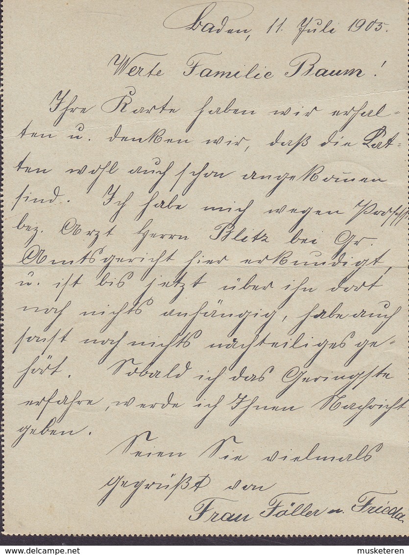 Germany Deutsches Reich Postal Stationery Ganzsache Entier Germania Kartenbrief BADEN-BADEN 1905 KARLSRUHE (Baden) - Sonstige & Ohne Zuordnung