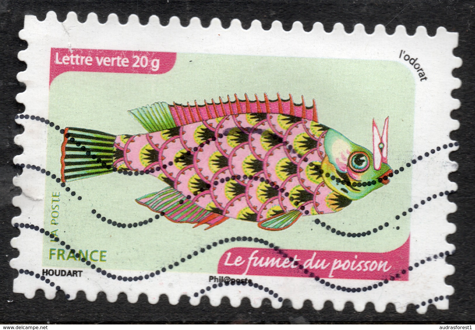 2014 Le Fumet Du Poisson Valeur Faciale 0,61 € Timbre Autoadhésif Oblitéré. En France. Les Sens - L'odorat - Oblitérés