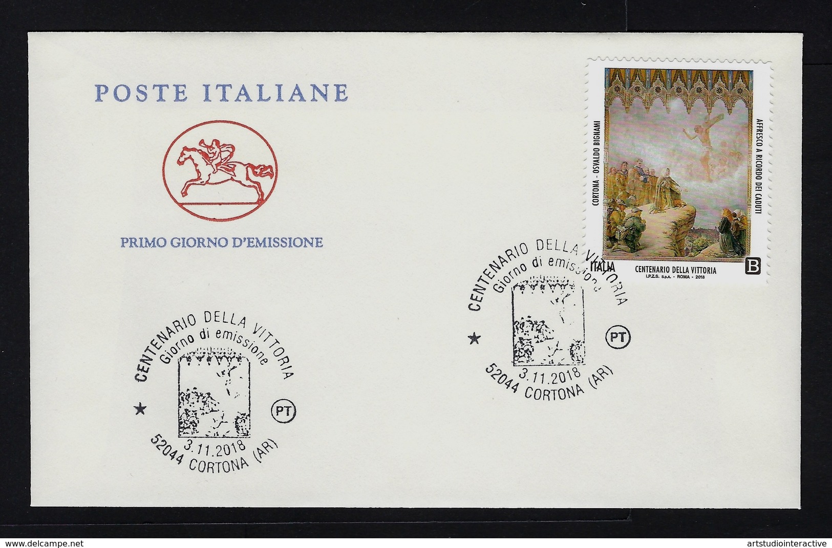 2018 ITALIA REPUBBLICA "CENTENARIO VITTORIA GRANDE GUERRA" FDC CAVALLINO (ANN. CORTONA) - FDC