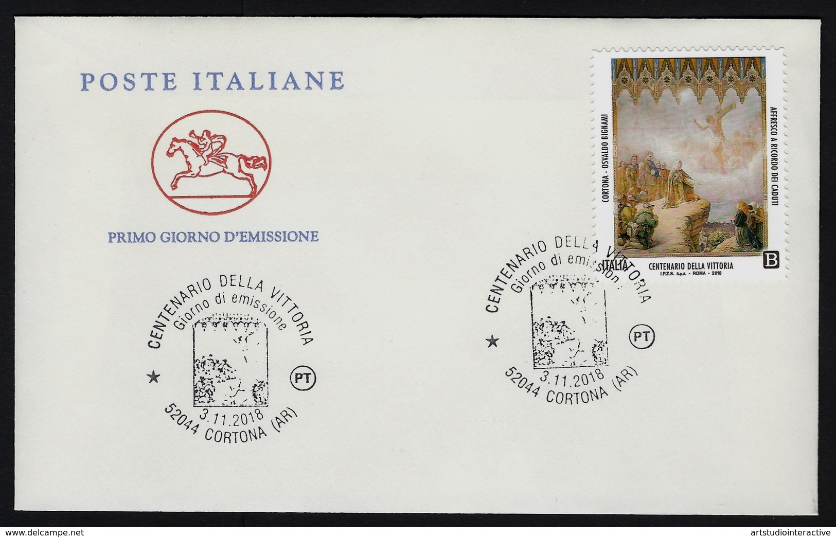 2018 ITALIA REPUBBLICA "CENTENARIO VITTORIA GRANDE GUERRA" FDC CAVALLINO (CORTONA) - FDC