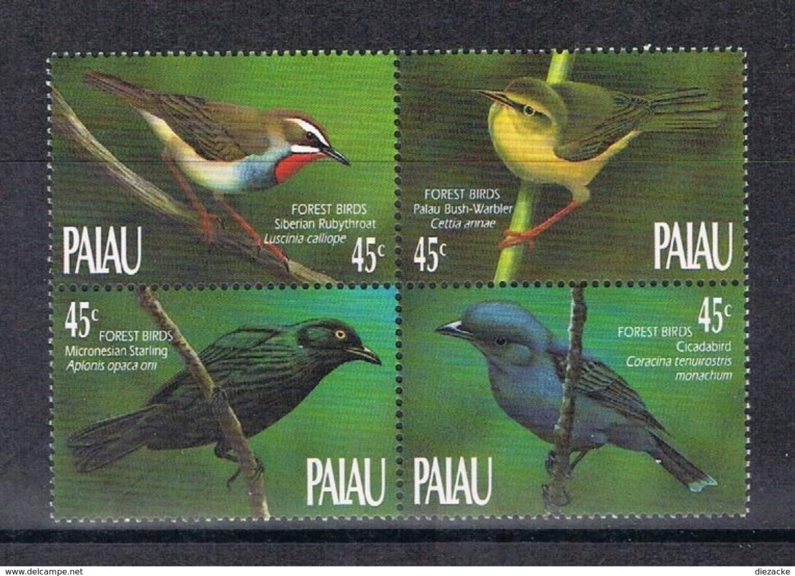 Palau Viererblock MiNr. 347-50 Postfrisch MNH Vögel (Vög2127 - Palau