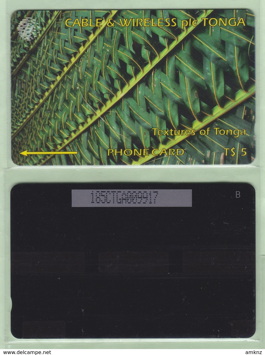 Tonga - 1995 Second Issue - Textures - $5 Green  - TON-4b - "185CTGA" - VFU - Tonga