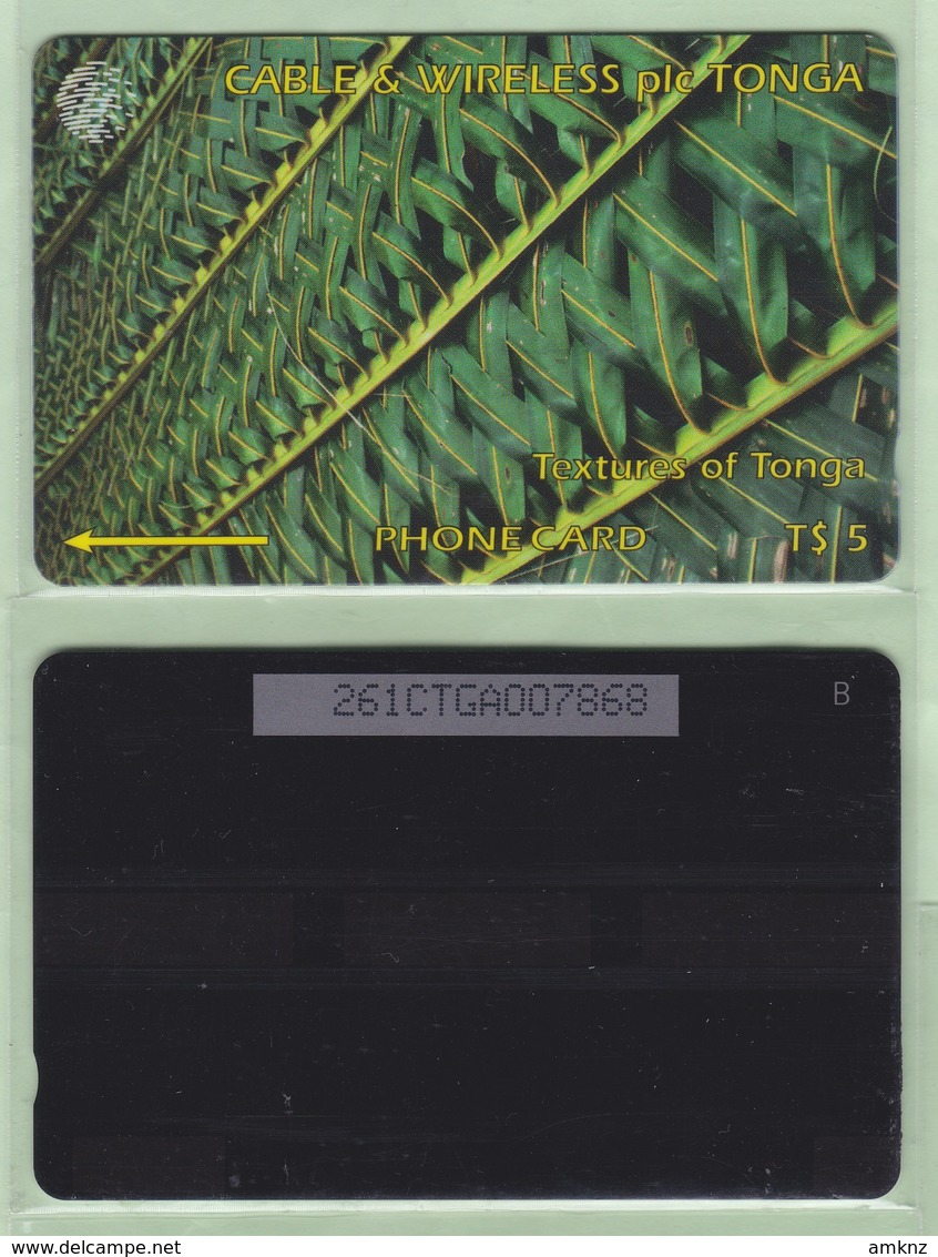 Tonga - 1995 Second Issue - Textures - $5 Green  - TON-4c - "261CTGA" - VFU - Tonga