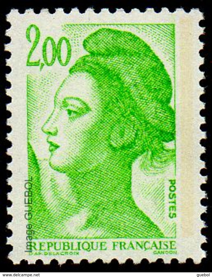 France Liberté De Gandon N° 2188 A ** Le 2.00 Fr Vert-jaune. Une Seule Bande De Phosphore (Variété) - 1982-1990 Liberté De Gandon