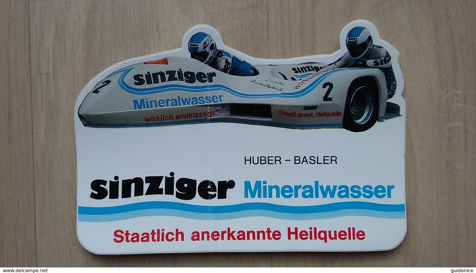 Aufkeber Mit Werbung Für Eine Mineralwasser (SINZIGER) Mit Darstellung Eines Motorrades - Aufkleber