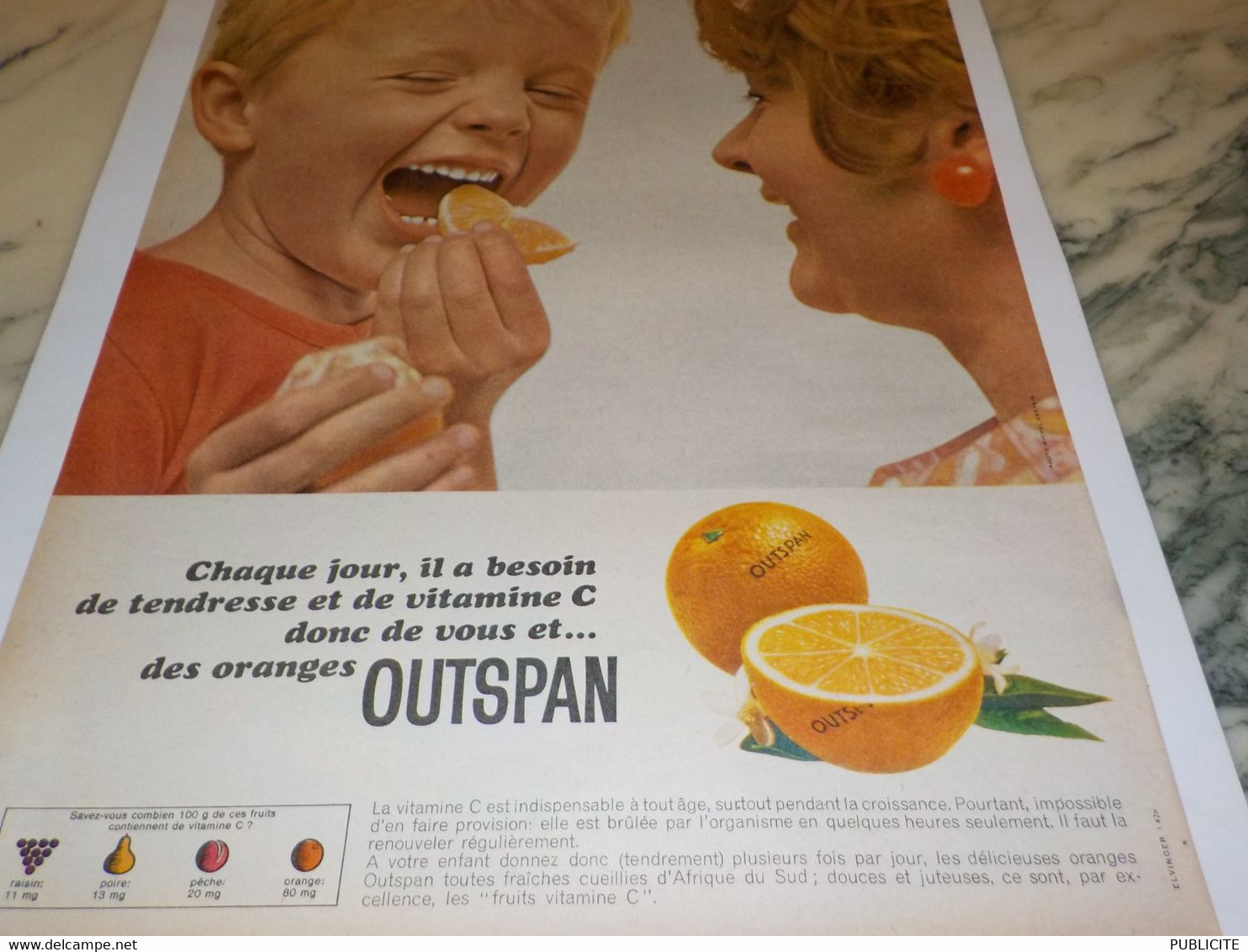 ANCIENNE PUBLICITE ORANGE JUSTEUSE  OUTSPAN 1965 - Autres & Non Classés