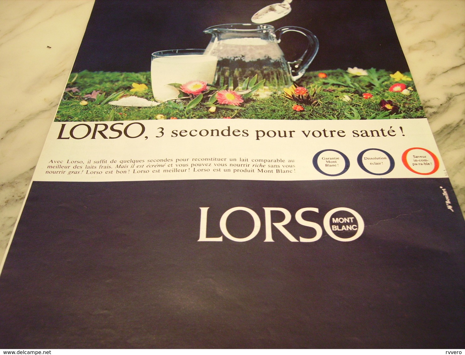 ANCIENNE PUBLICITE LAIT  LORSO DE MONT BLANC 1965 - Affiches