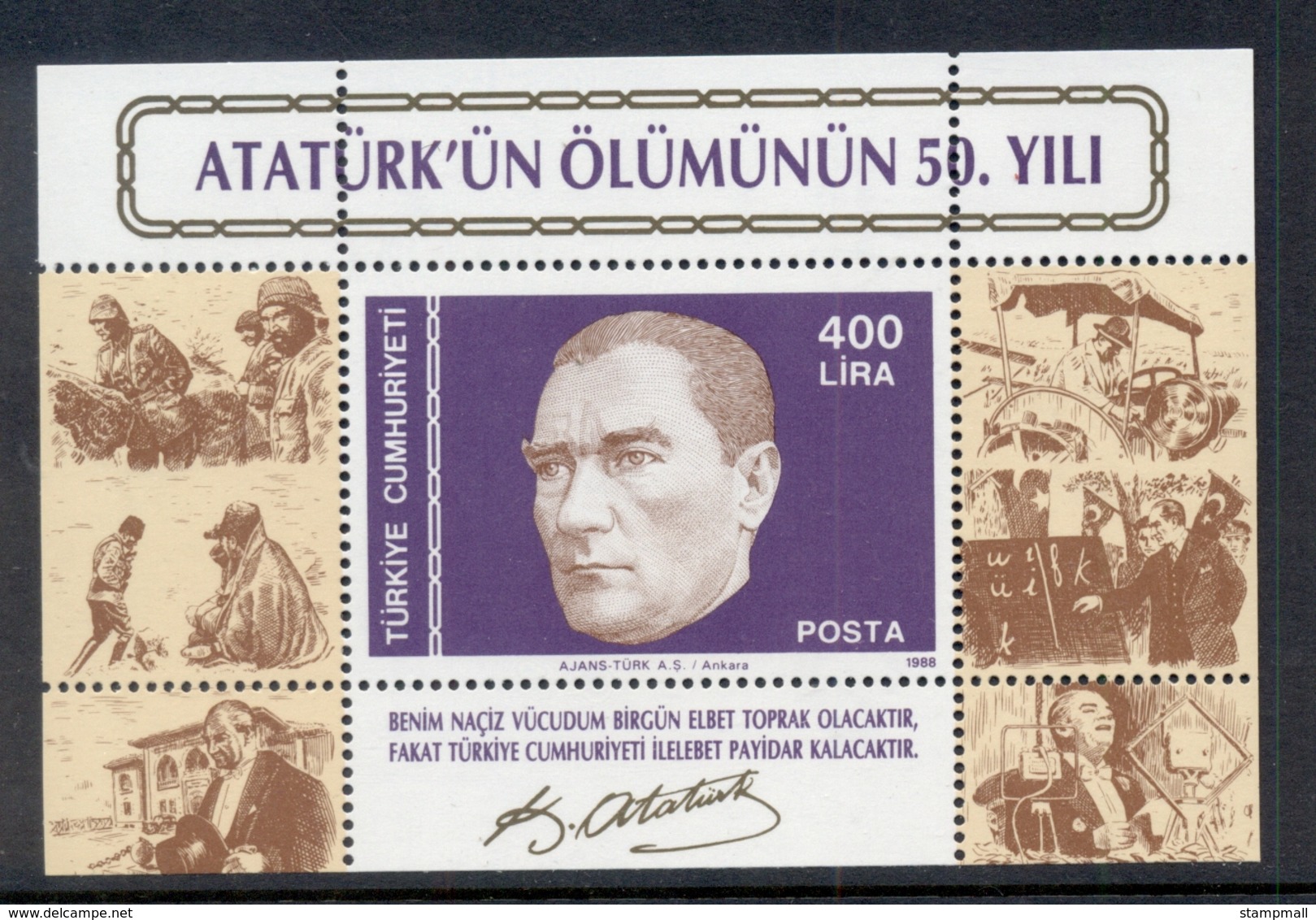 Turkey 1988 Kemal Ataturk MS MUH - Unused Stamps