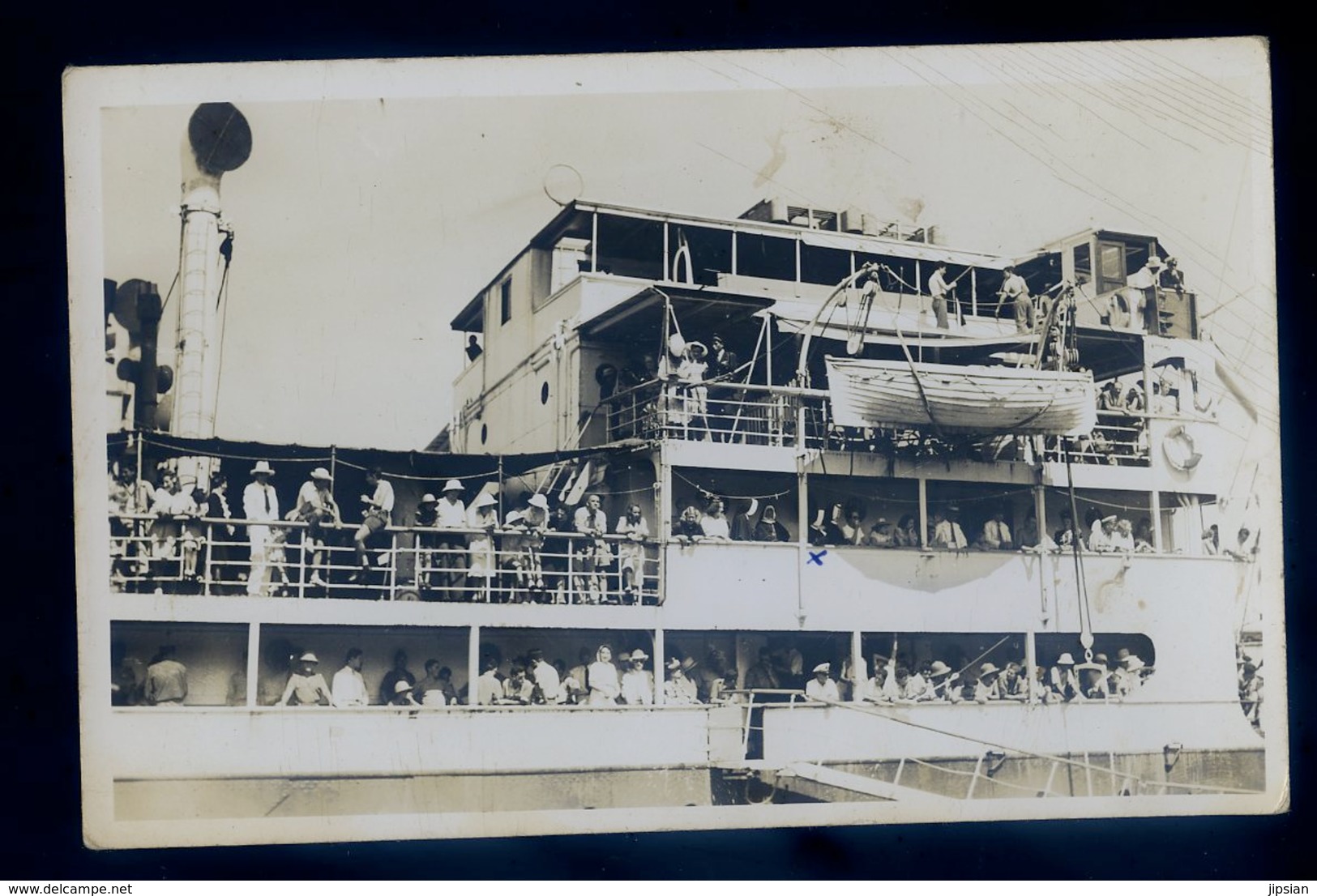 Cpa Carte Photo Océanie Tahiti Papeete Vue Du Paquebot Ville D' Amiens à Papeete Le 28 Octobre 1946  ACH7 - Tahiti