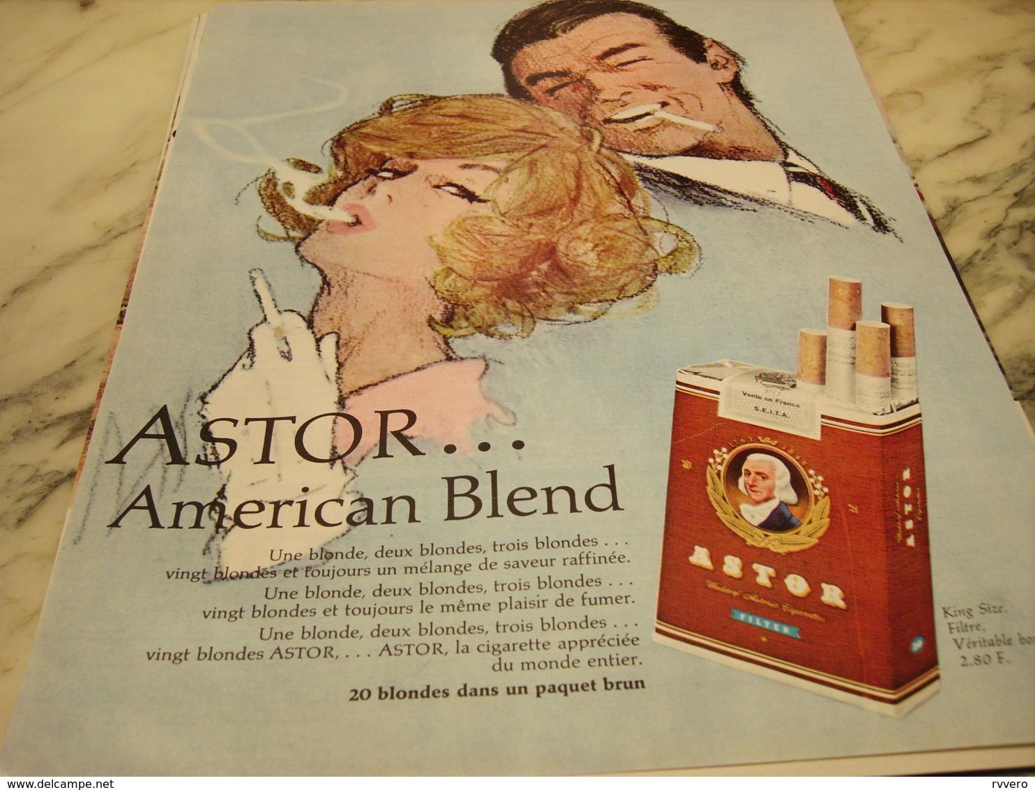 ANCIENNE PUBLICITE CIGARETTE ASTOR AMERICAN BLEND 1965 - Advertising