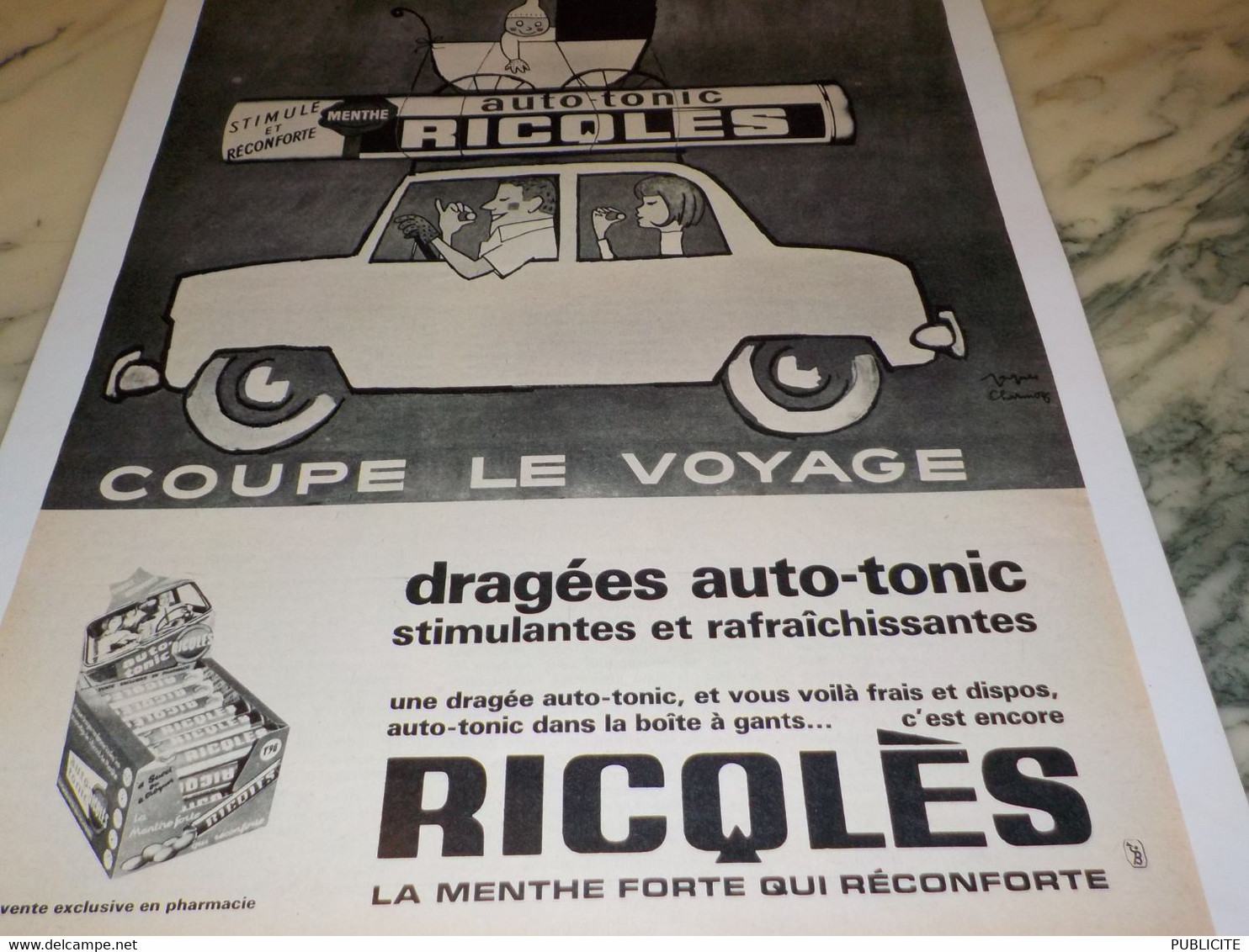 ANCIENNE PUBLICITE DRAGEES AUTO TONIC  DE RICQLES  1965 - Autres & Non Classés