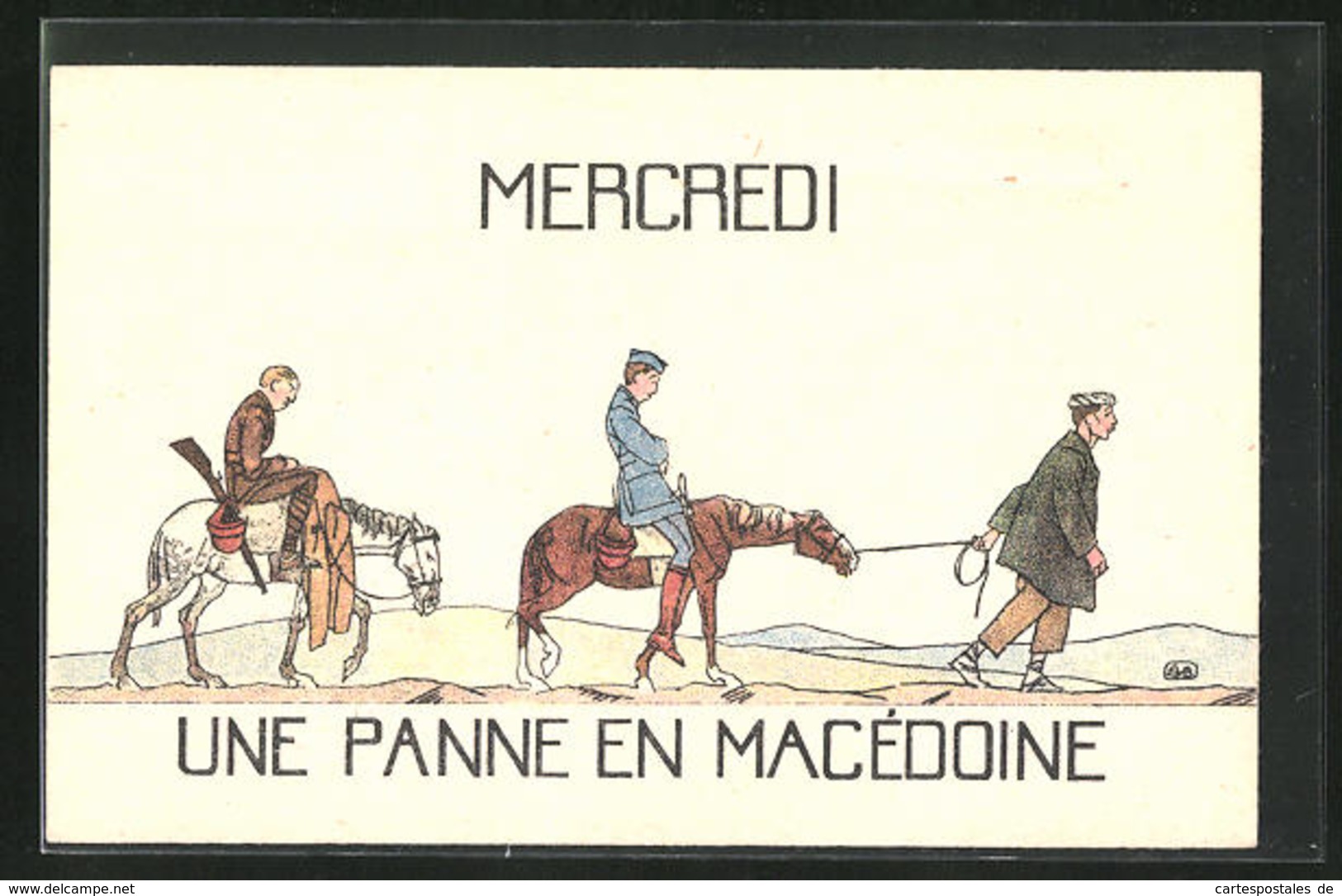 CPA Illustrateur Mercredi - Une Panne En Macédonie, Des Soldatshumor, Franzosen In Mazedonien - Autres & Non Classés