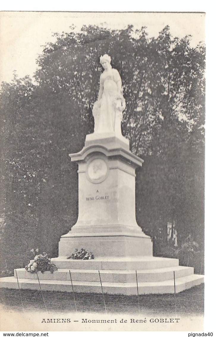 CP , 80 , AMIENS , Monument De René GOBLET - Amiens