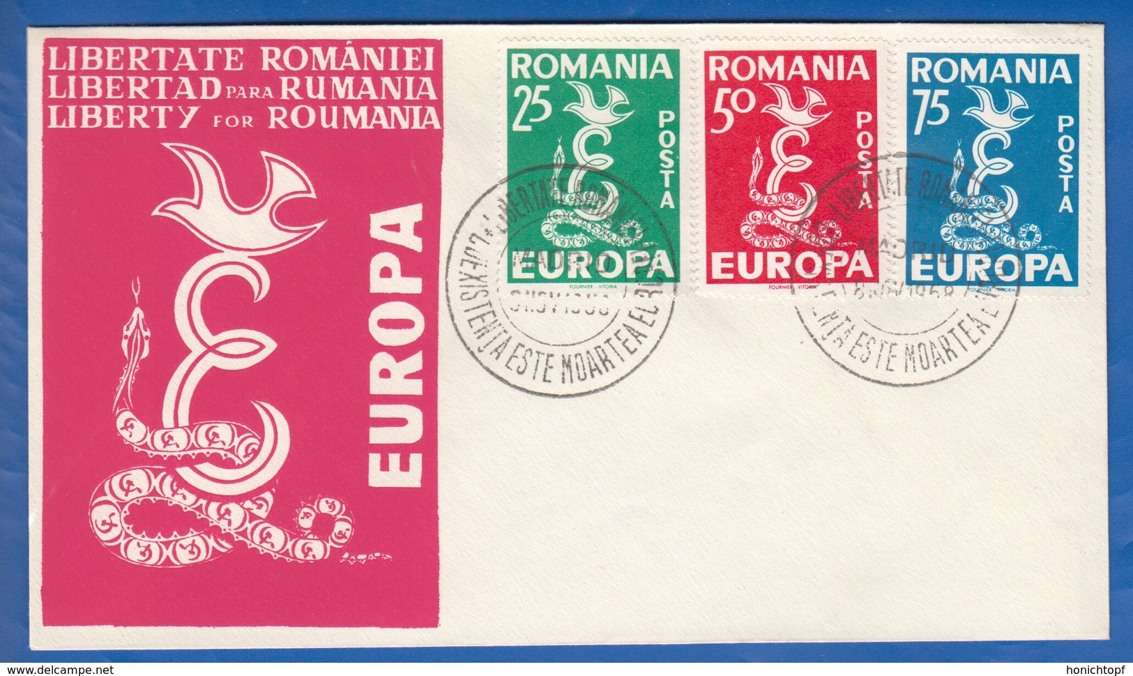 Rumänien; Guvern Exil; 1958 Europa; FDC - Briefe U. Dokumente