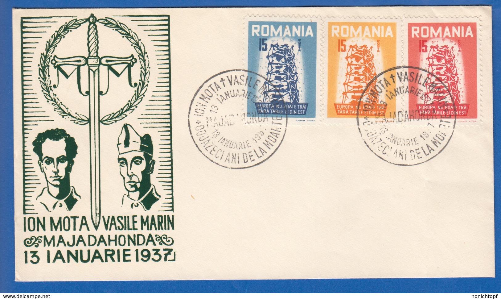 Rumänien; Guvern Exil; 1957 Ion Mota  Und Vasile Marin; FDC - Briefe U. Dokumente