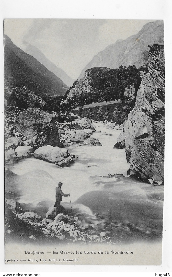 LA GRAVE - LES BORDS DE LA ROMANCHE AVEC PERSONNAGE - CPA NON VOYAGEE - Autres & Non Classés