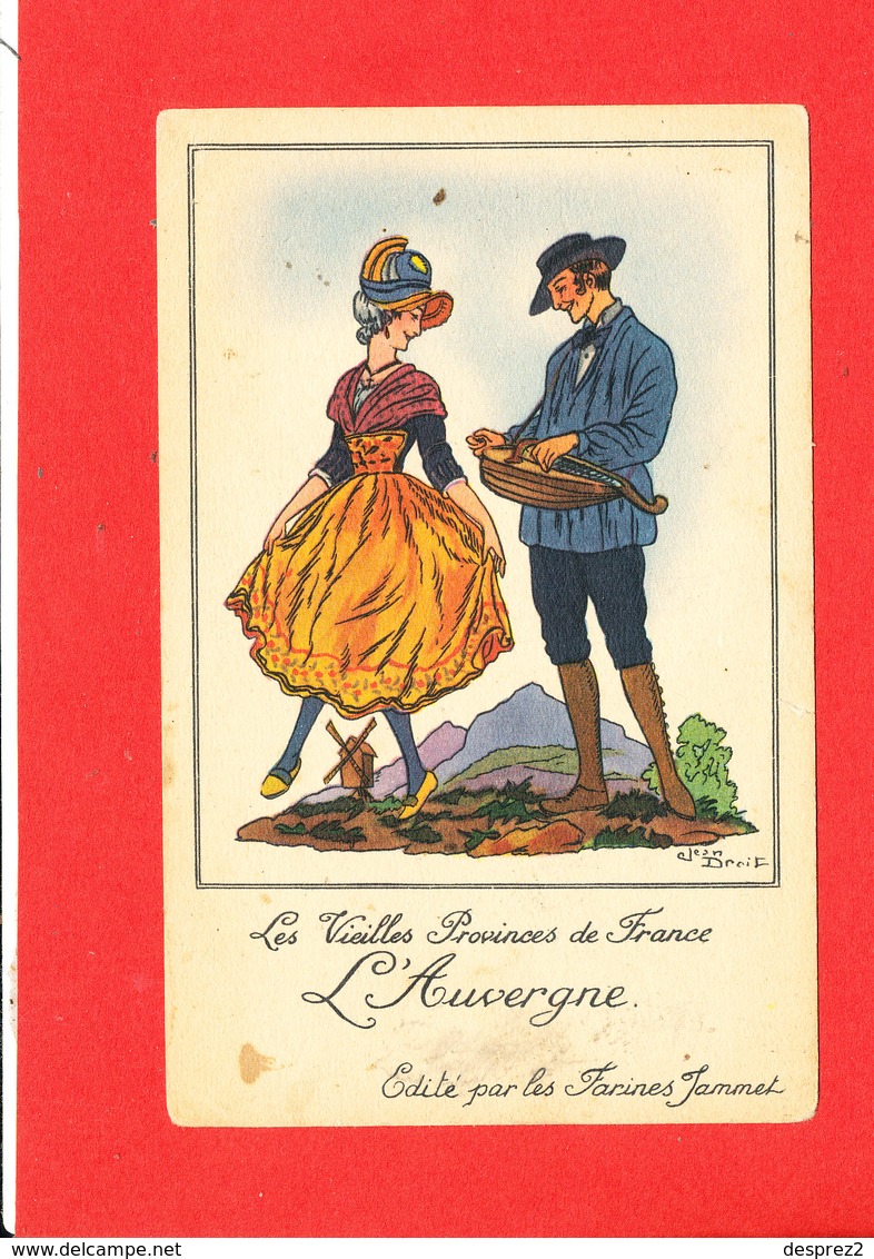 Vieilles Provinces De France FOLKLORE L ' Anjou Cpa Animée Signée Jean Droit  Edité Par Les Farines Jammet - Droit