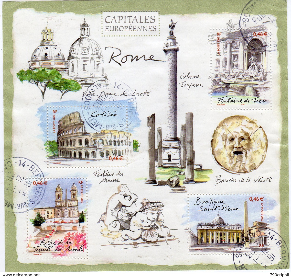 2002 BF 53  No YT 3527/3530 CAPITALE EUROPEENNE ROME Oblitération Ronde - Usati