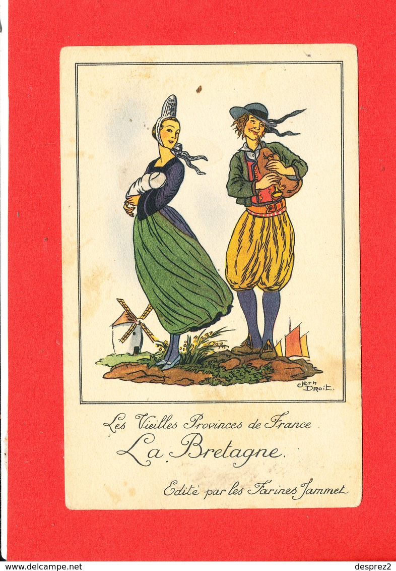 Vieilles Provinces De France FOLKLORE Le Béarn Cpa Animée Signée Jean Droit  Edité Par Les Farines Jammet - Droit