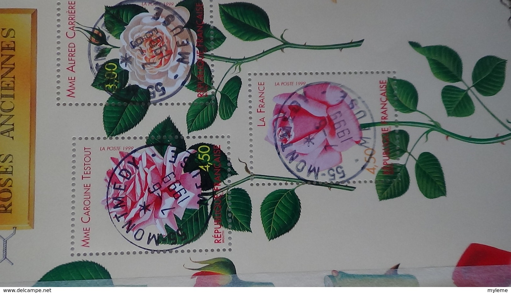Collection de timbres, carnets, blocs de France avec oblitérations soignées (2 feuilles concorde avec 1 pli)
