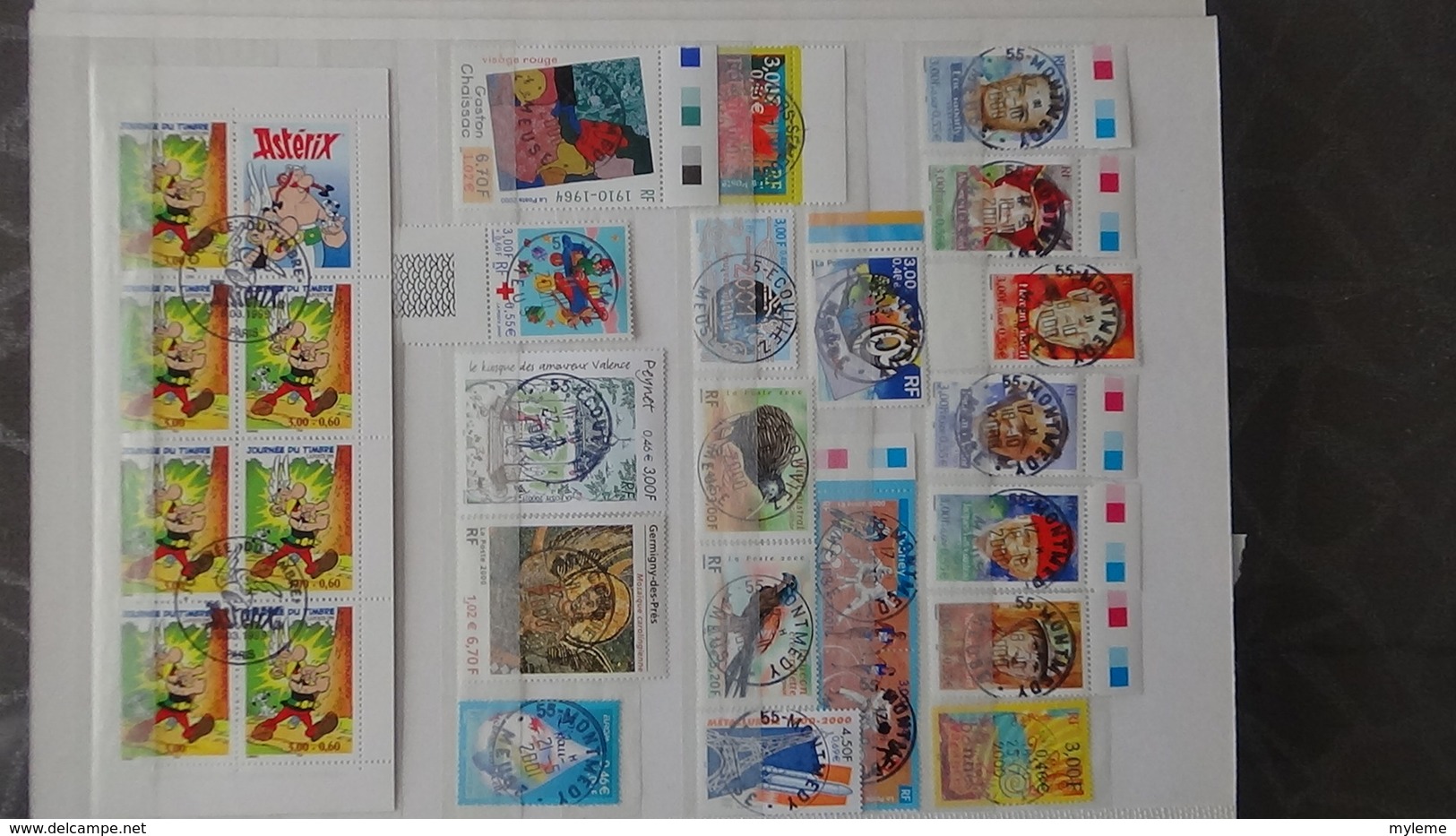 Collection de timbres, carnets, blocs de France avec oblitérations soignées (2 feuilles concorde avec 1 pli)