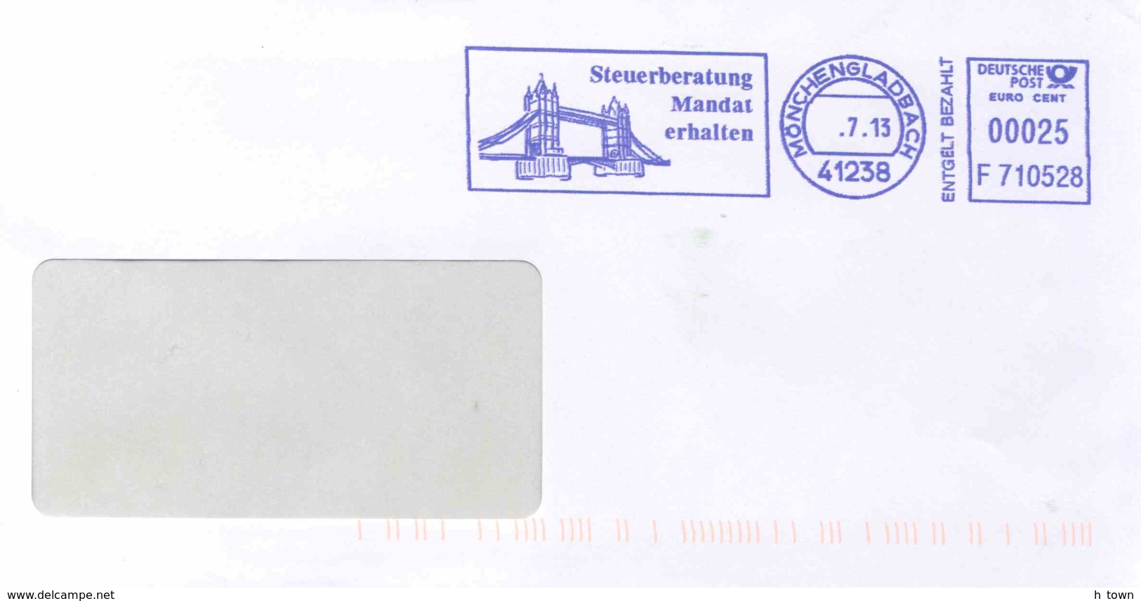 7189  London Tower Bridge: Meter Stamp From Germany. Pont - Puentes