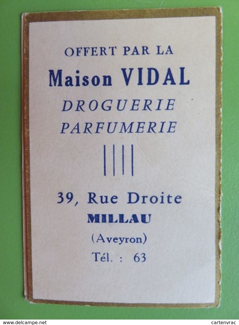 Carte Parfumée - Petit Calendrier 1961 - Parfum Ramage - Bourjois - Maison Vidal - 39 Rue Droite - Millau (Aveyron) - Petit Format : 1961-70