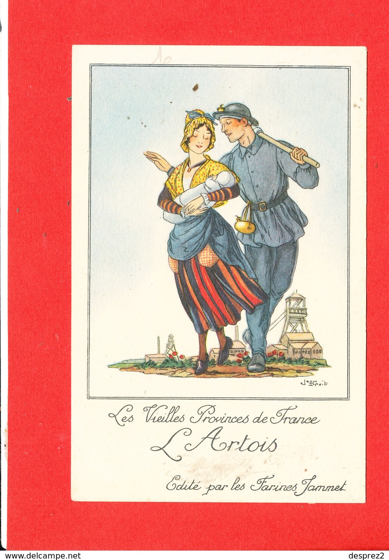 Vieilles Provinces De France FOLKLORE L ' Artois Cpa Animée Signée Jean Droit  Edité Par Les Farines Jammet - Droit