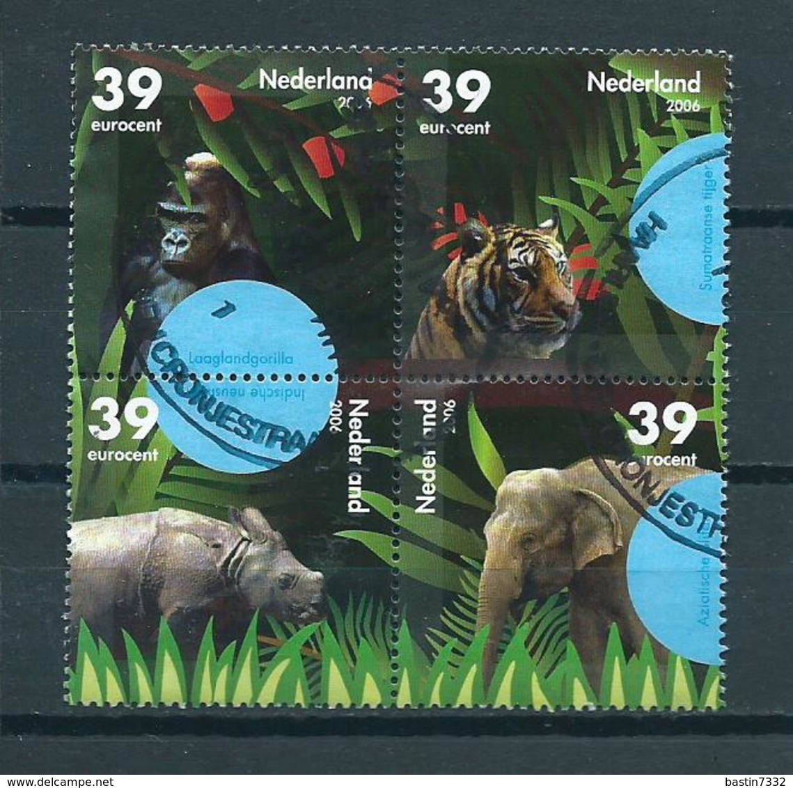 2006 Netherlands Blok Of 4 Animals,dieren,tiere Used/gebruikt/oblitere - Gebruikt