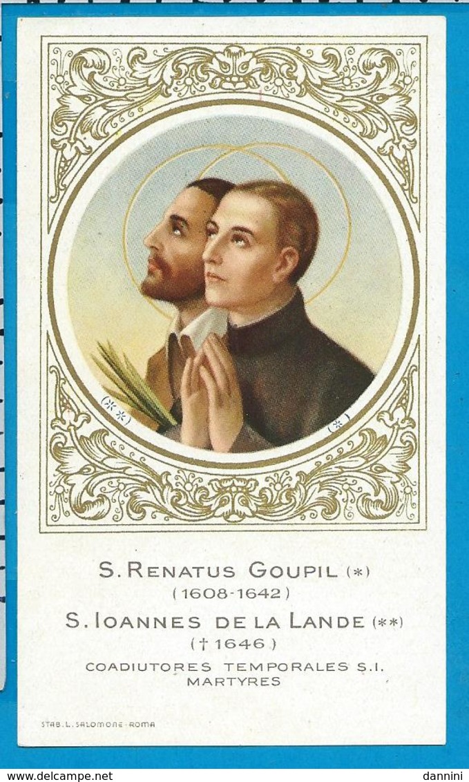 Holycard    St. Renatus Goupil   Ioannes De La Lande - Imágenes Religiosas