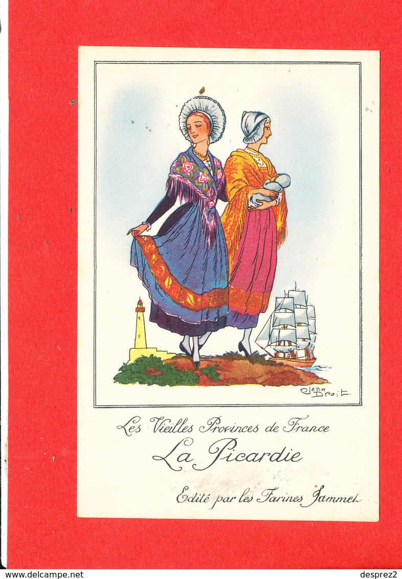 Vieilles Provinces De France FOLKLORE La Picardie Cpa Animée Signée Jean Droit  Edité Par Les Farines Jammet - Droit