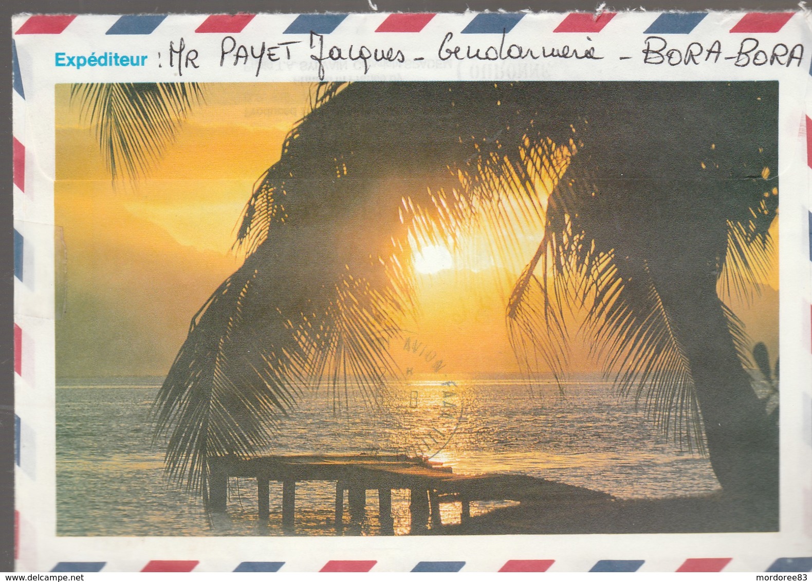 POLYNESIE YT 223 + PA 190 SUR LR VAITAPE BORA BORA 4/8/86 POUR TOULON - Lettres & Documents