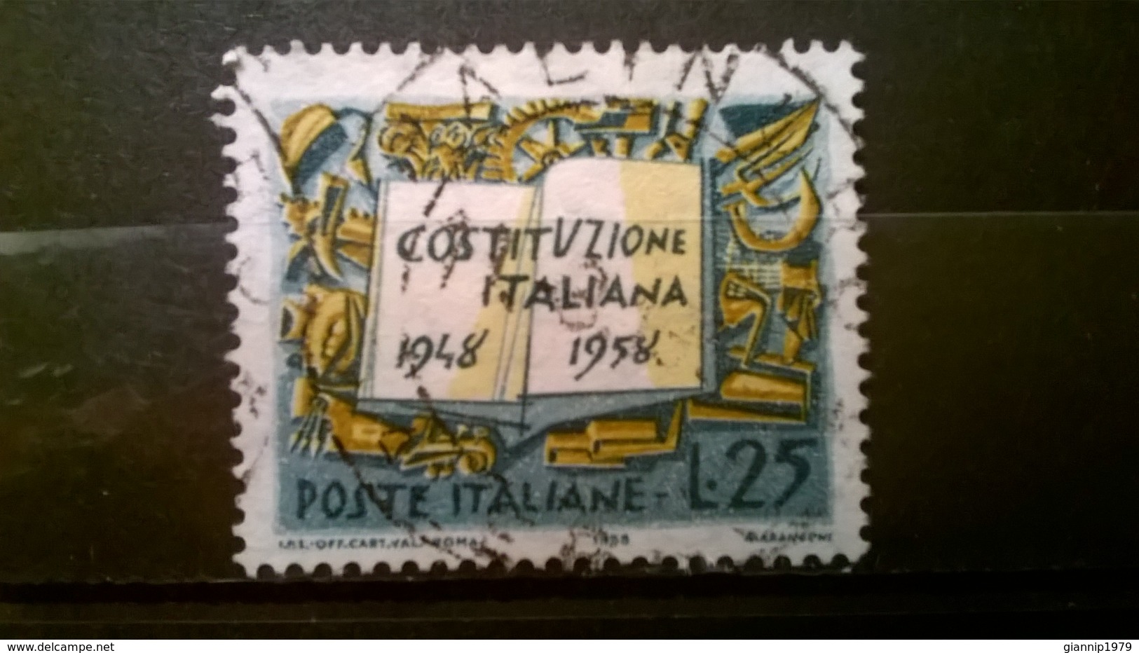 FRANCOBOLLI STAMPS ITALIA ITALY 1958 USED SERIE DECENNALE COSTITUZIONE ITALIANA - 1946-60: Usati