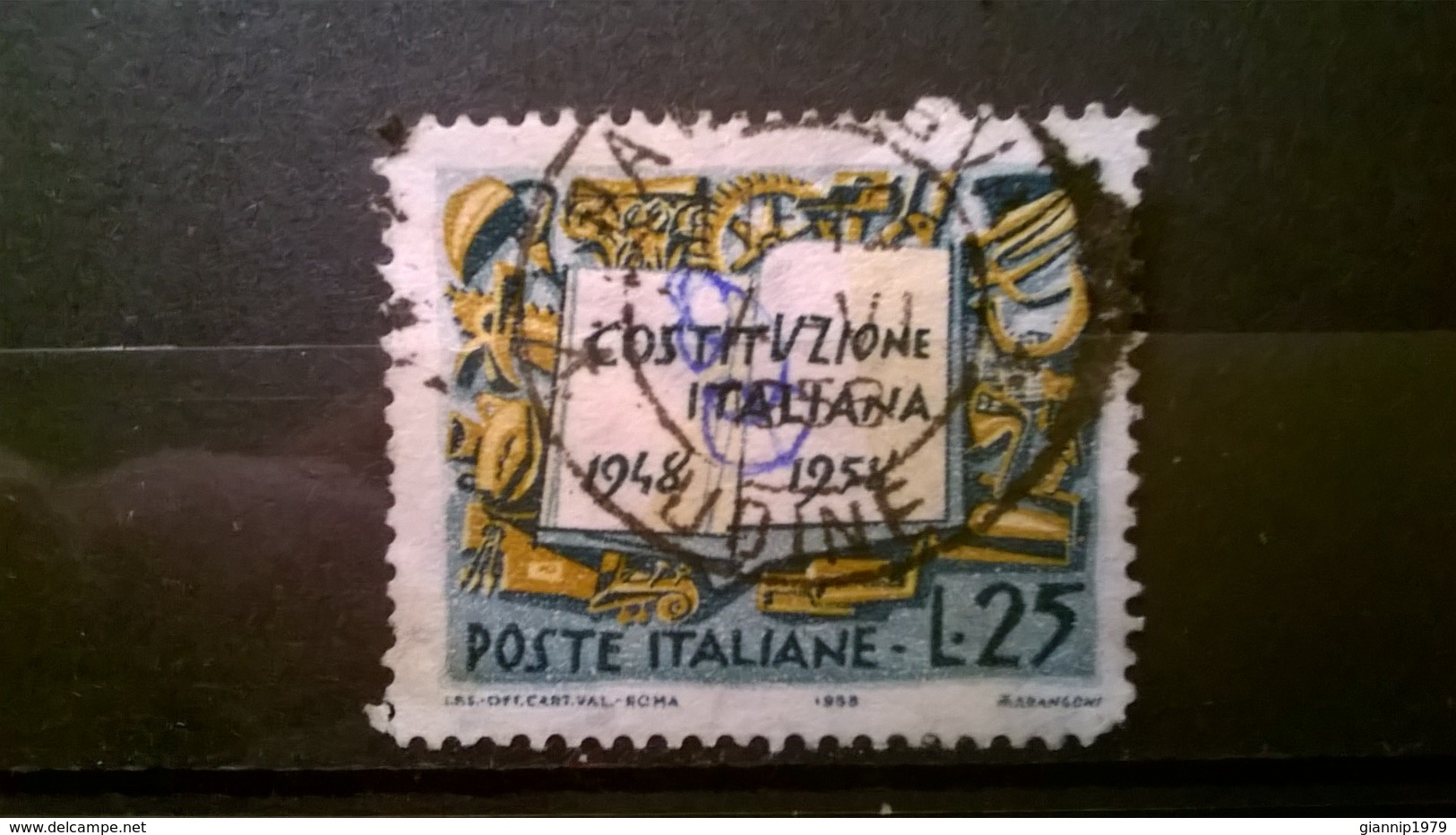 FRANCOBOLLI STAMPS ITALIA ITALY 1958 USED SERIE DECENNALE COSTITUZIONE ITALIANA - 1946-60: Usati