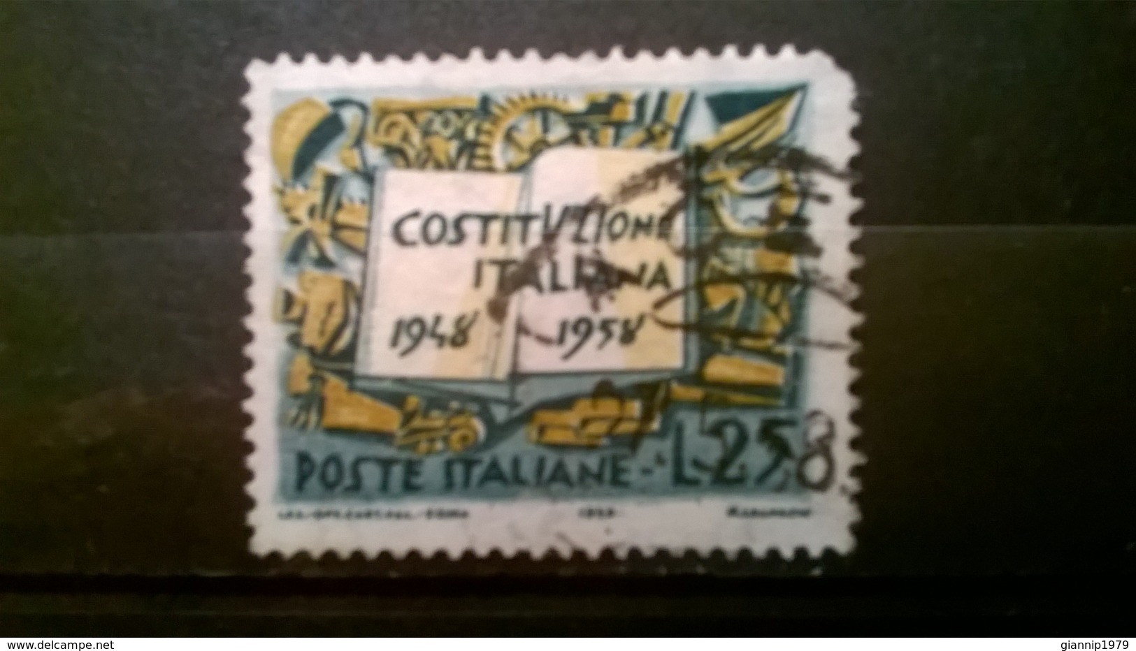 FRANCOBOLLI STAMPS ITALIA ITALY 1958 USED SERIE DECENNALE COSTITUZIONE ITALIANA - 1946-60: Usati