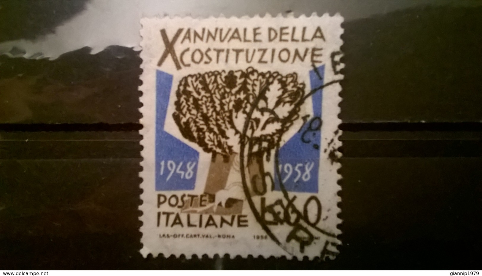 FRANCOBOLLI STAMPS ITALIA ITALY 1958 USED SERIE DECENNALE COSTITUZIONE ITALIANA - 1946-60: Usati