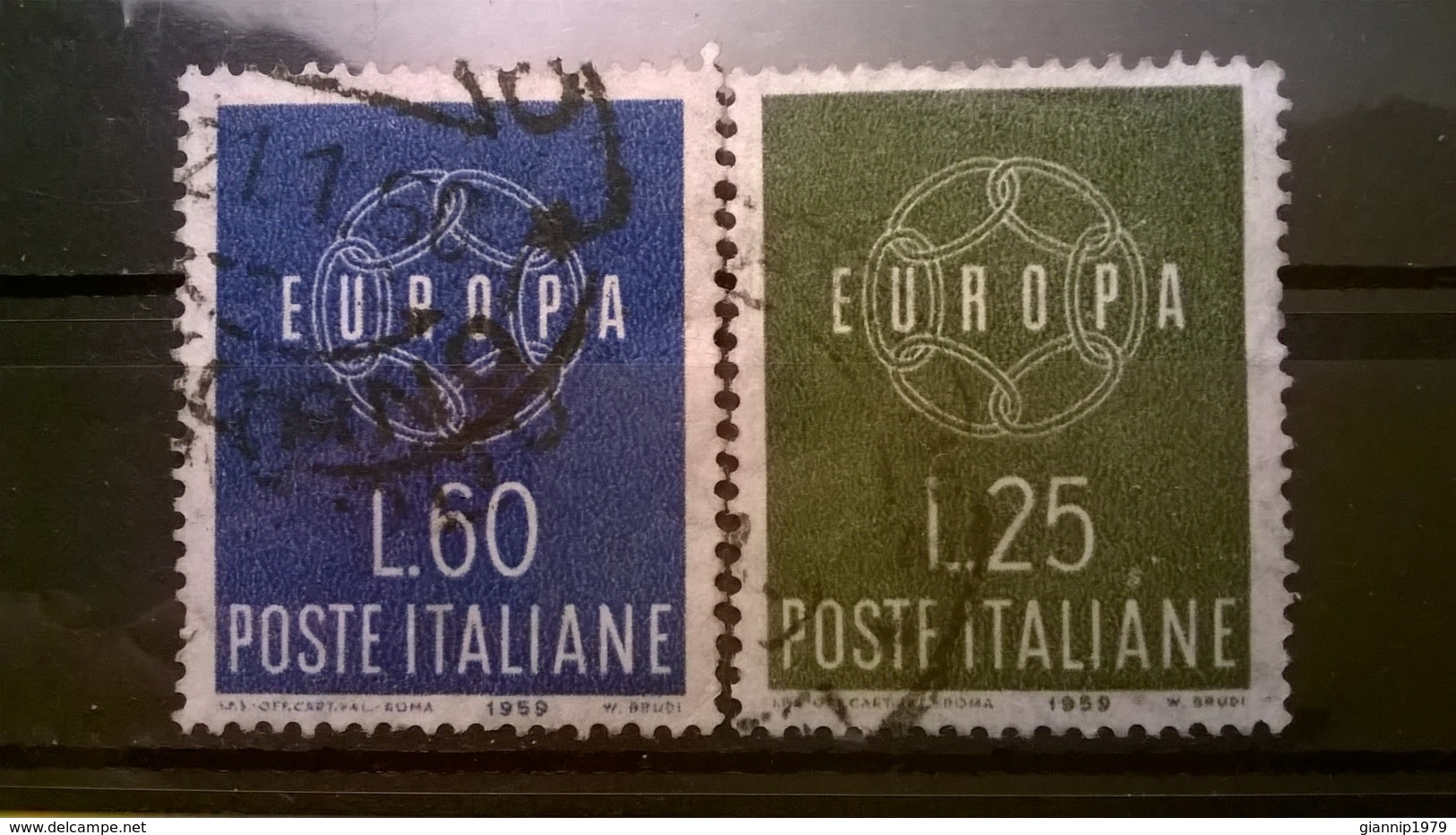 FRANCOBOLLI STAMPS ITALIA ITALY 1959 USED SERIE COMPLETA EUROPA UNITA SASSONE 877 - 878 - 1946-60: Usati
