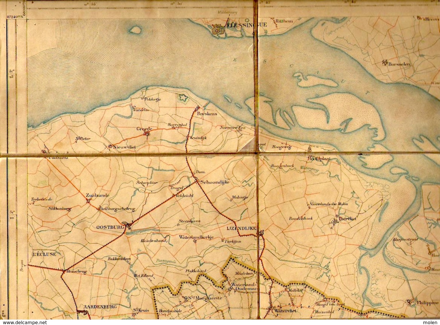 STAFKAART Op Linnen Blad III EEKLO ©1912 LOKEREN ZELZATE WACHTEBEKE LIEVEGEM ASSENEDE MALDEGEM SCHELDE BRESKENS S886 - Eeklo