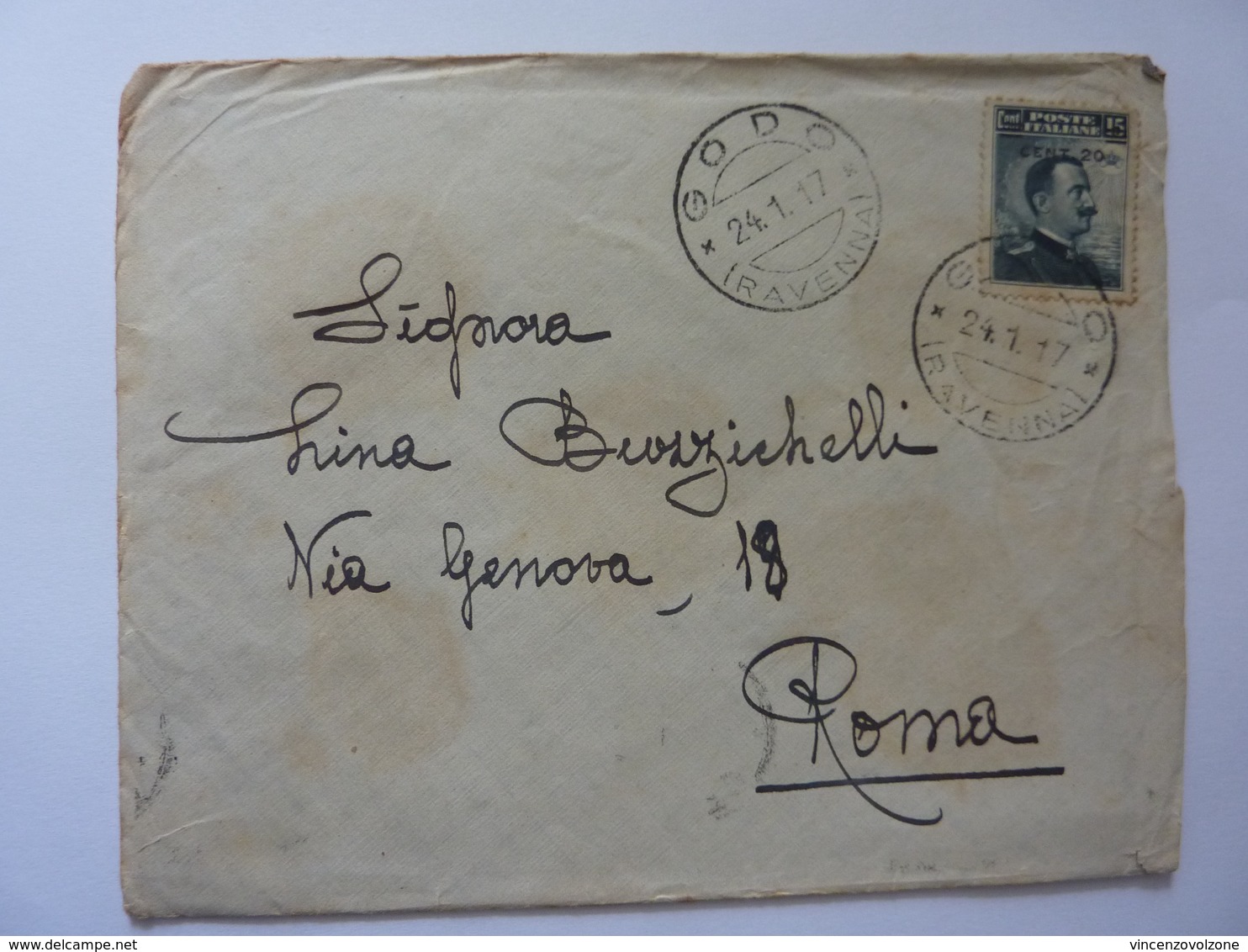 Busta Viaggiata Da Godo ( Ravenna ) A Roma 1917 - Storia Postale (Posta Aerea)