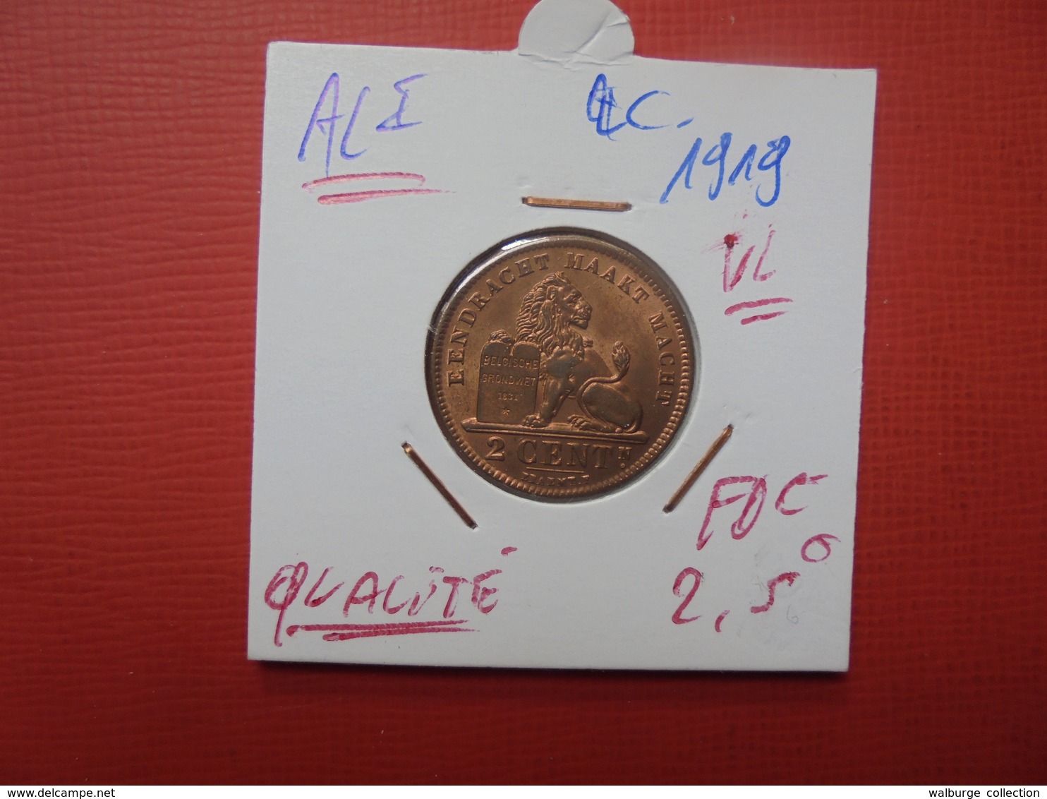 Albert 1er. 2 Centimes 1919 VL  QUALITE FDC !!! - 2 Centimes