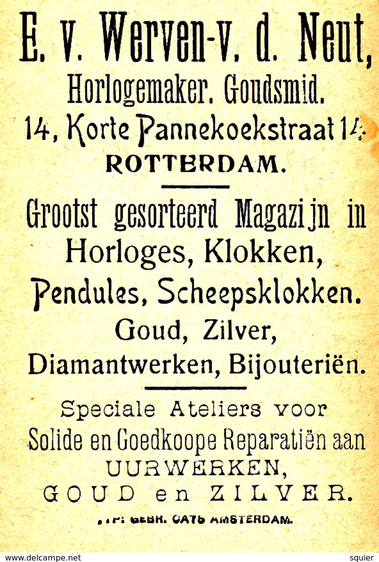 Early Advertisement Card,  Girl In Boat, Werven V.d.Neut,Horlogemaker Rotterdam - Andere & Zonder Classificatie