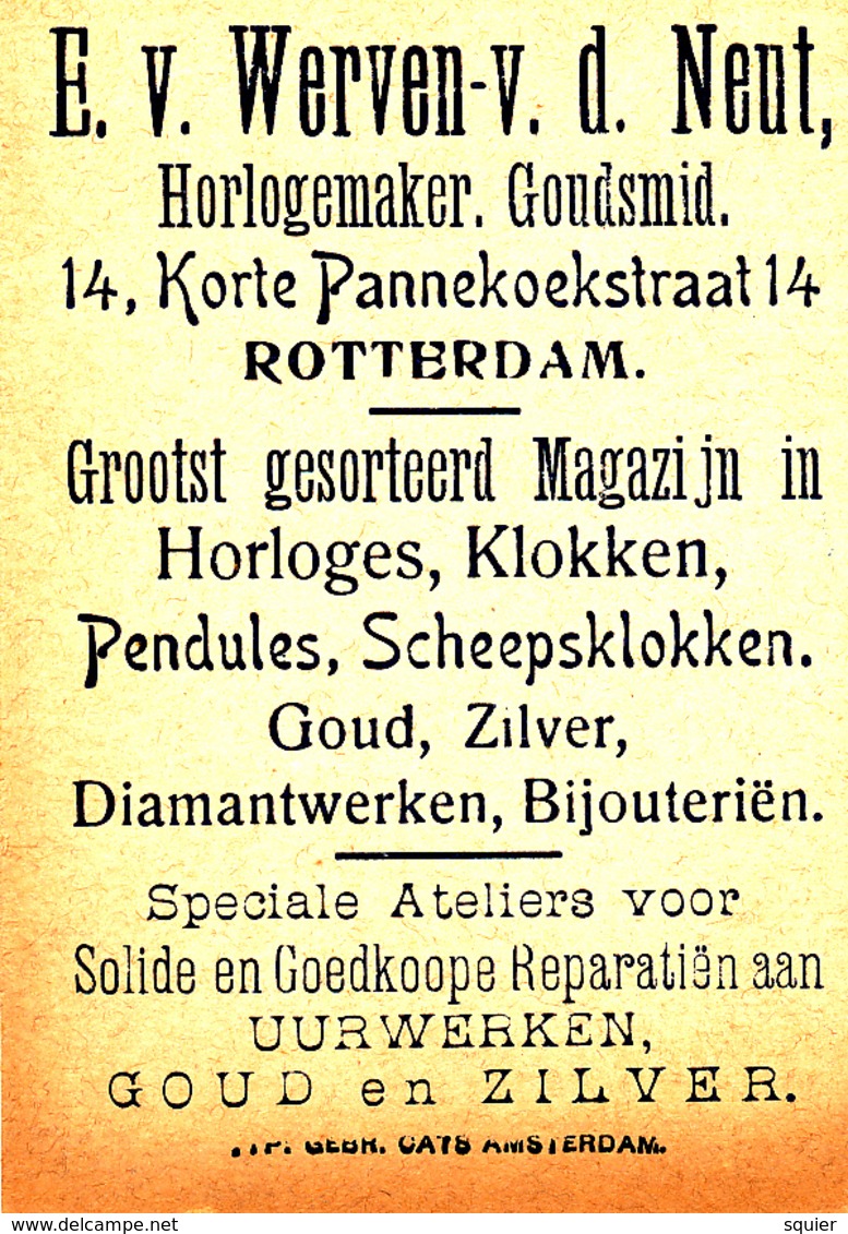 Early Advertisement Card,  Boy Writing, Werven V.d.Neut,Horlogemaker Rotterdam - Other & Unclassified